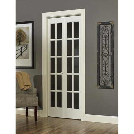 American Wood 30 x 80 in. 10-Lite Traditional Divided Bifold Door, Unfinished Pine 852726